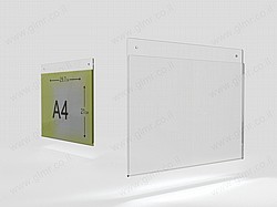 מעמד פרספקס לדף A-4 לתליה על הקיר מעמד פרספקס לדף A-4 לתליה על הקיר