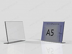 מעמד תפריט שילוט A5 אופקי פרספקס רגל L מעמד תפריט שילוט A5 אופקי פרספקס רגל L