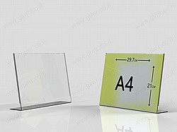 מעמד תפריט שילוט A4 אופקי פרספקס רגל L מעמד תפריט שילוט A4 אופקי פרספקס רגל L