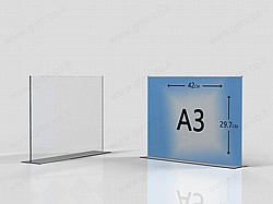 מעמד תפריט שילוט A3 אופקי פרספקס רגל T מעמד תפריט שילוט A3 אופקי פרספקס רגל T