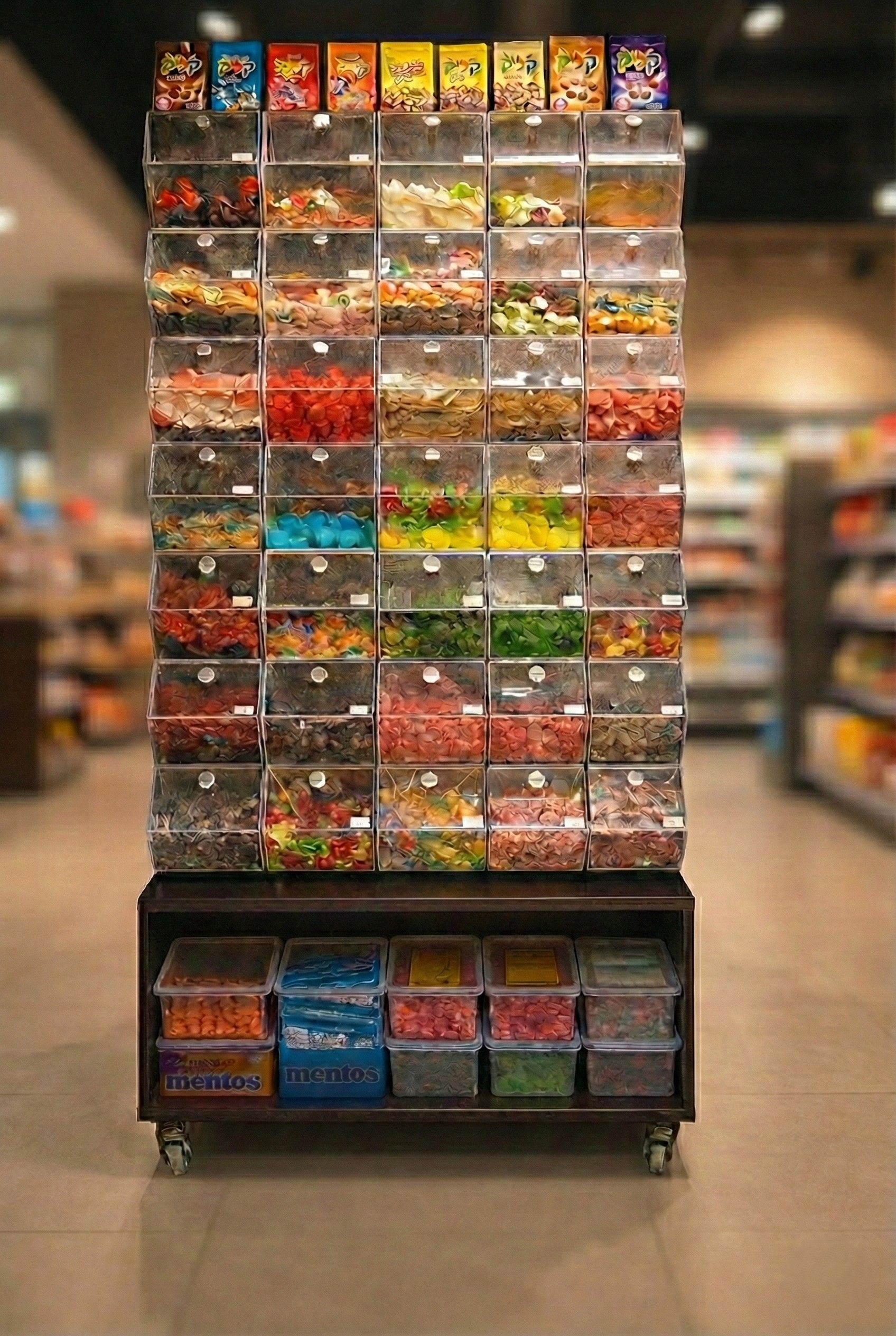 סטנד קופסאות למכירת סוכריות גומי, ממתקים, ועוד. דגם צר סטנד קופסאות למכירת סוכריות גומי, ממתקים, ועוד. דגם צר