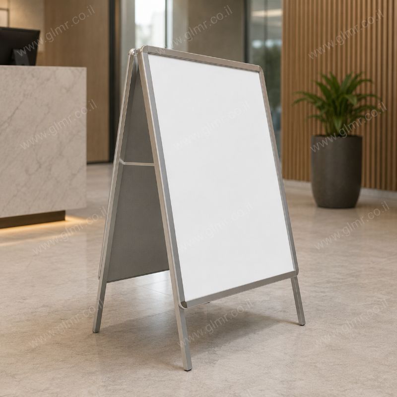 שלט חמור A Board מאלומיניום למדרכה במצב פתוח שלט חמור A Board מאלומיניום למדרכה במצב פתוח