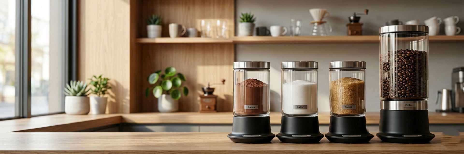 דיספנסרים לאבקות קפה וסוכר — פינת קפה מסודרת למשרדים ומלונות