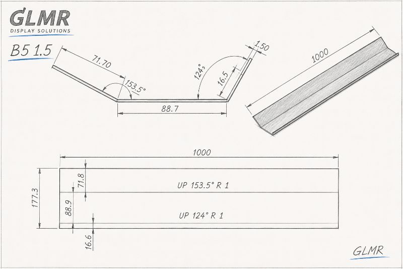 פרופיל בידוד PVC דגם B4 בחתך חבק רחב למחיצת הפרדה בארון חשמל